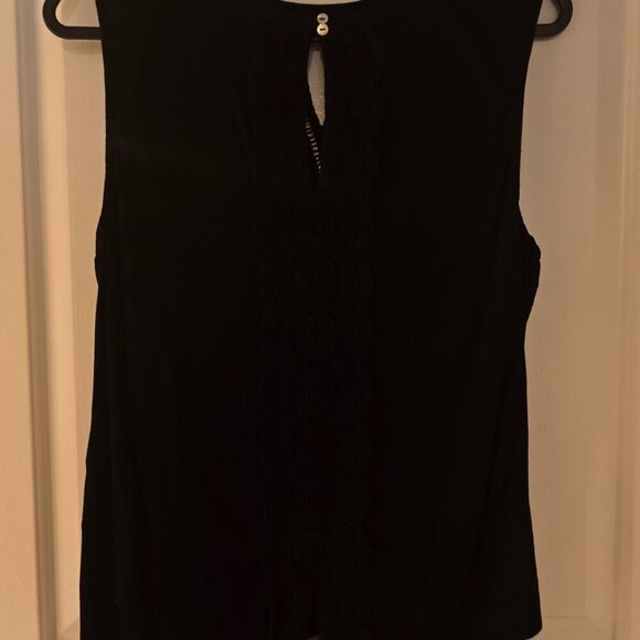 DANIEL RAINN Quin Sleeveless Keyhole Crochet Blouse XLP | Black - Picture 3 of 3